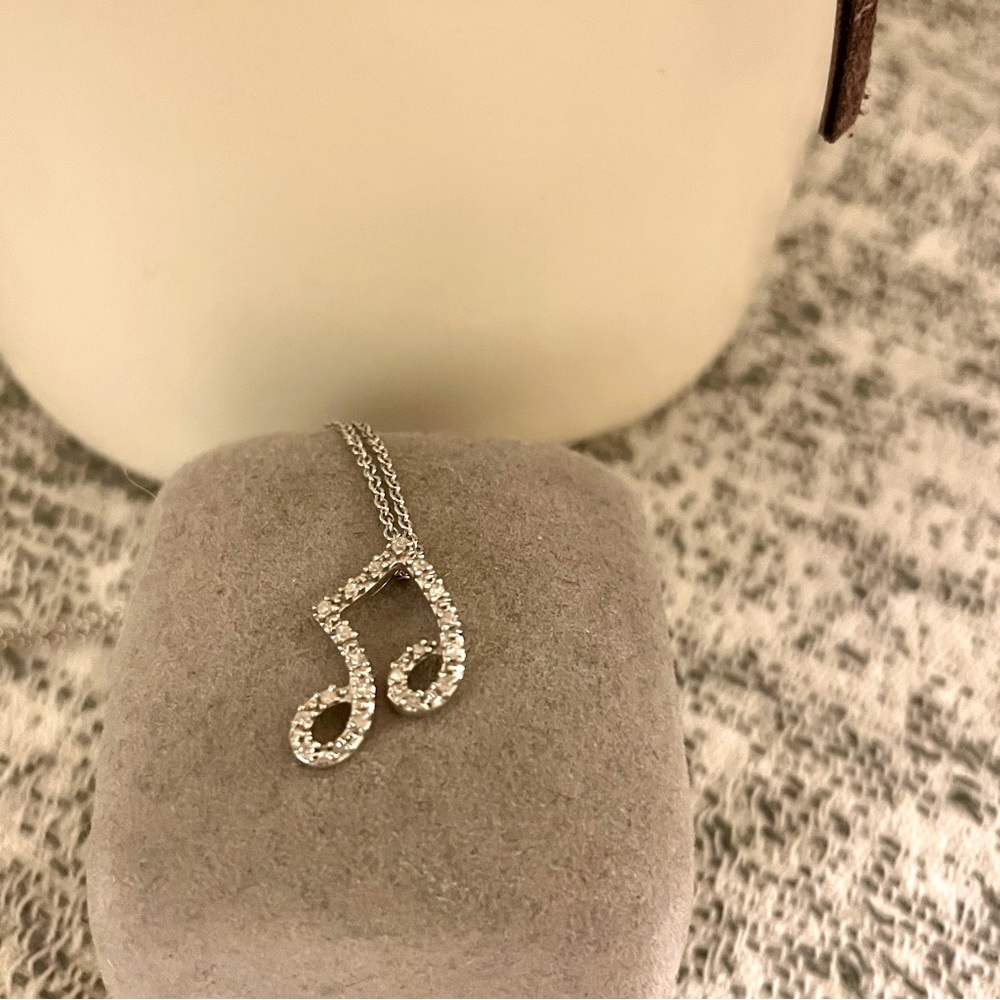 Sterling Silver CZ Eighth Notes Pendant